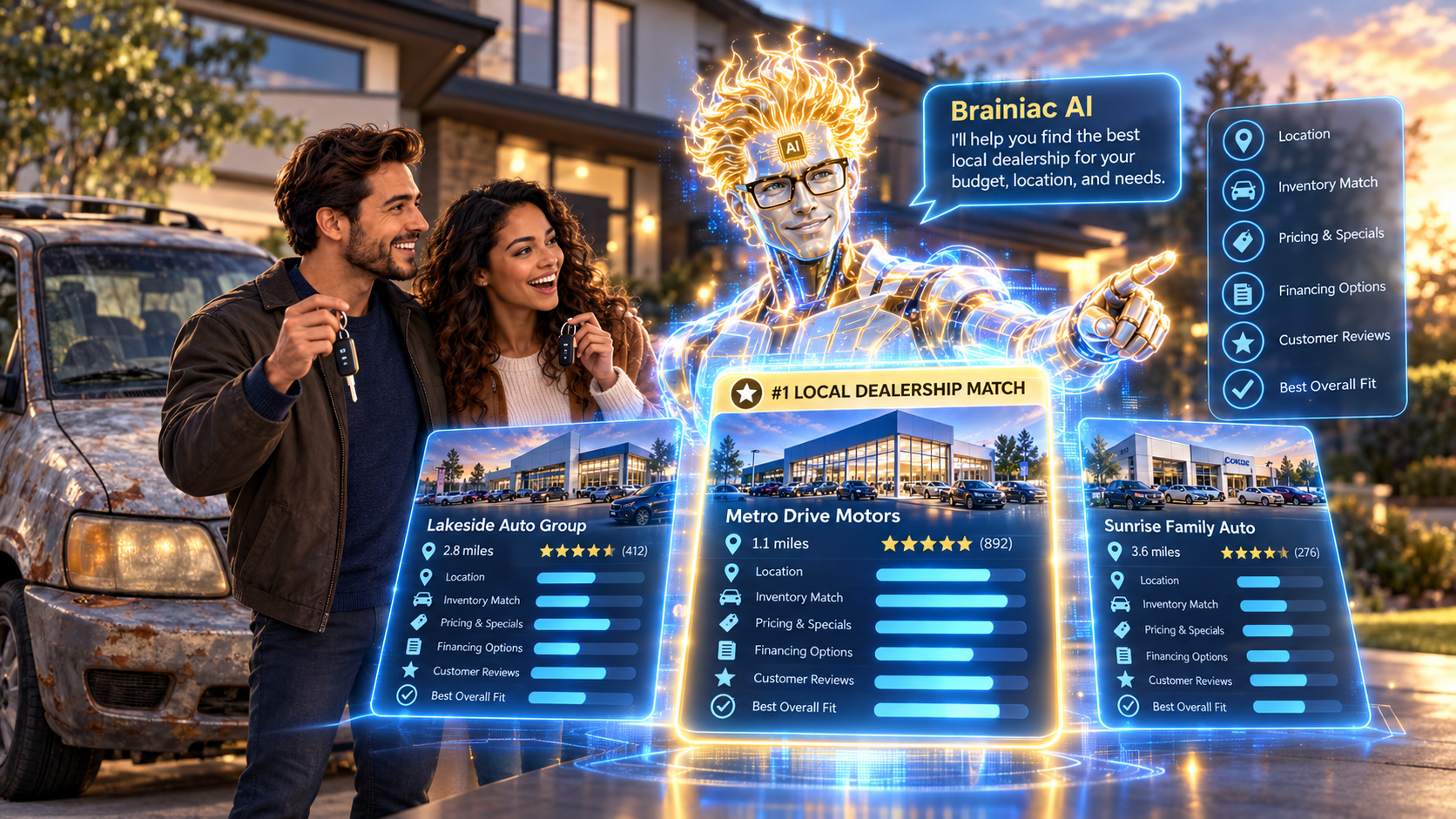 Brainiac AI matching a shopper with a local dealership